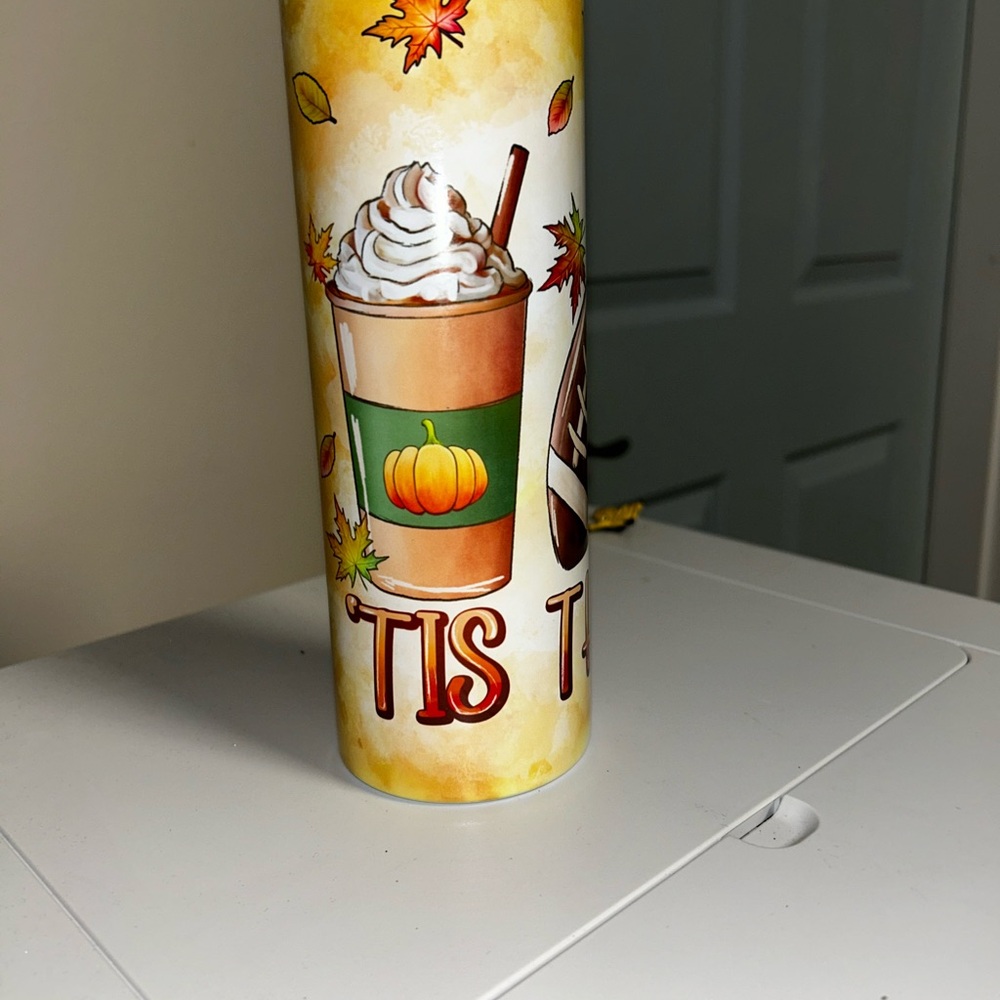 Autumn Pumpkin Latte Decorative Tumbler - Yellow/Orange